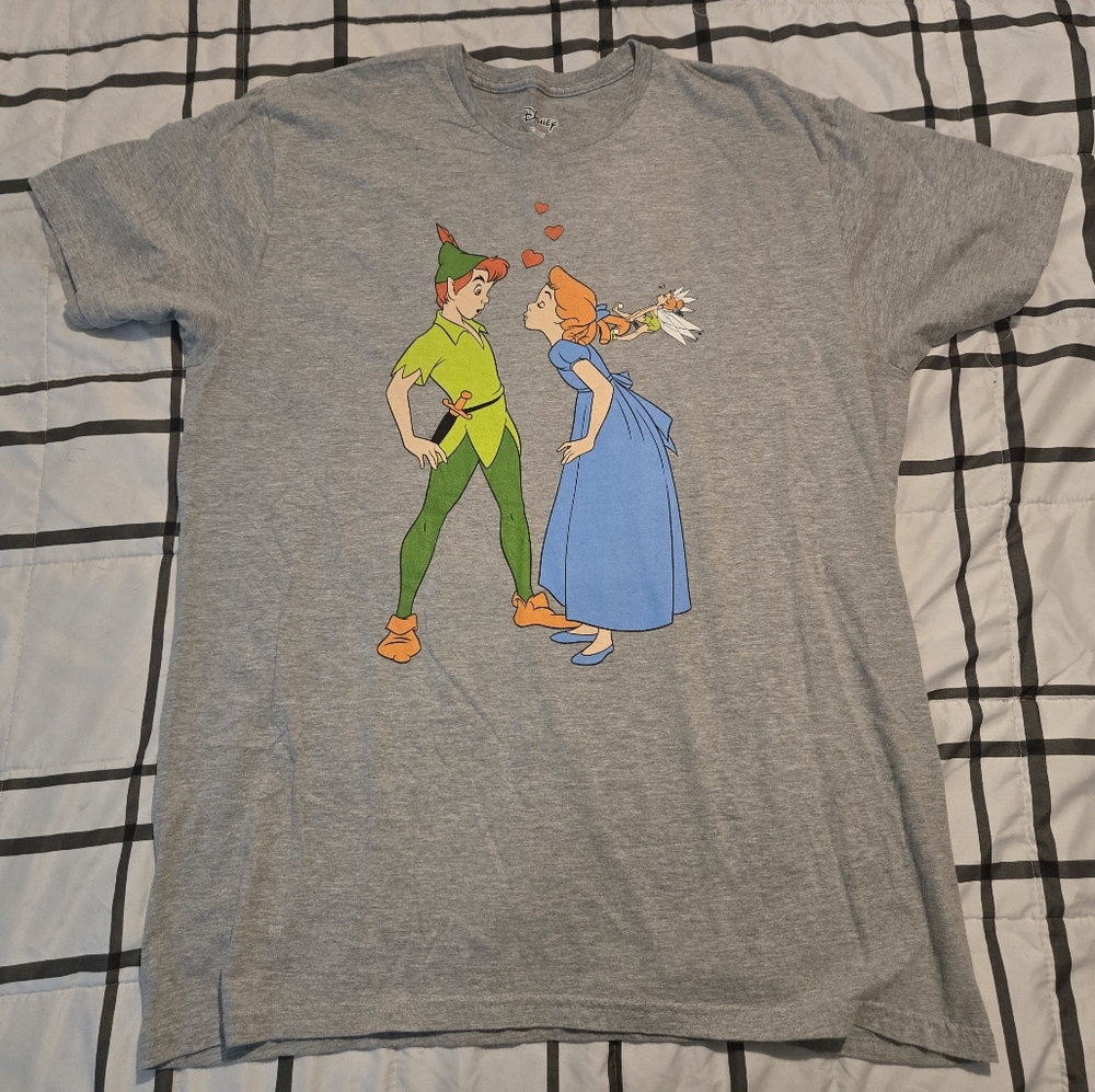 Disney Peter Pan Wendy Tinker Bell Graphic Tee Unisex XL Thimble Kiss